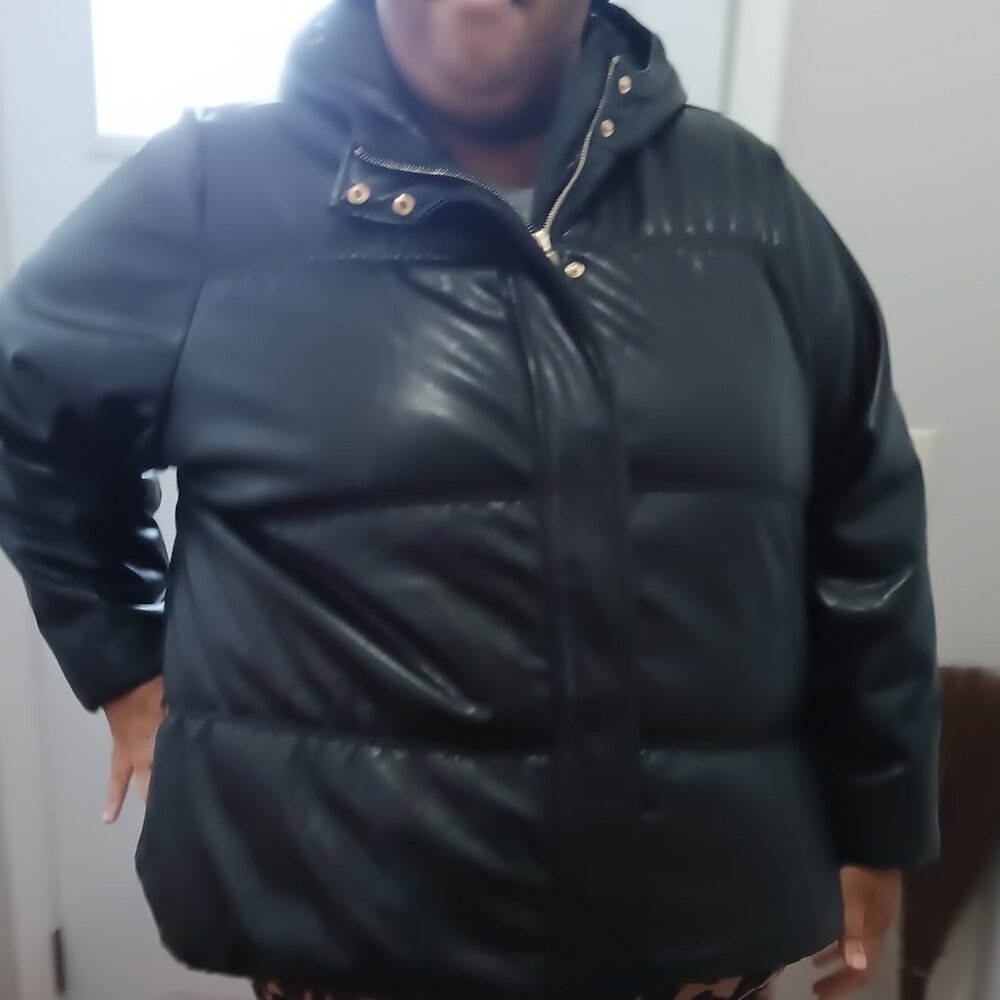 Torrid Size 5 Black Puffer Leather Coat